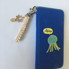 希少な国産１００％精麻とシトリンの御守りストラップ