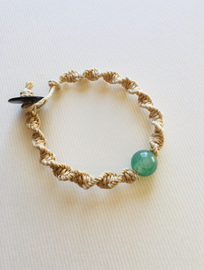 国産100％精麻と癒しの石アベンチュリンのDNAブレスレットSサイズ