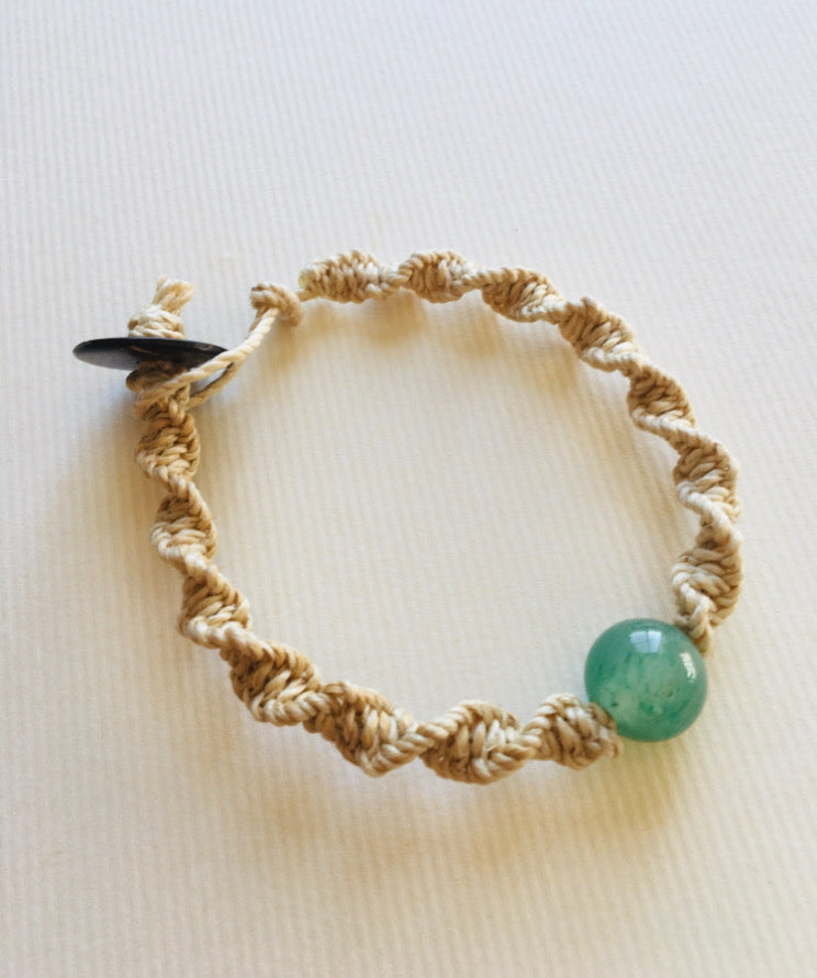 国産100％精麻と癒しの石アベンチュリンのDNAブレスレットSサイズ