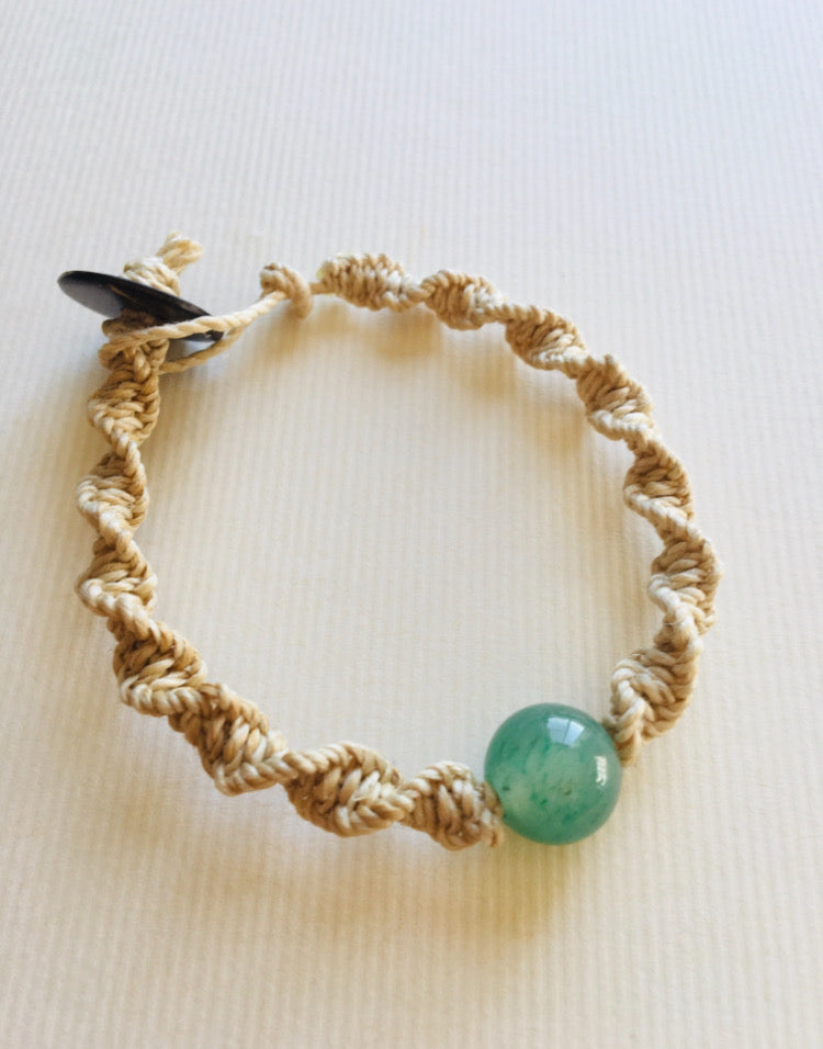 国産100％精麻と癒しの石アベンチュリンのDNAブレスレットSサイズ