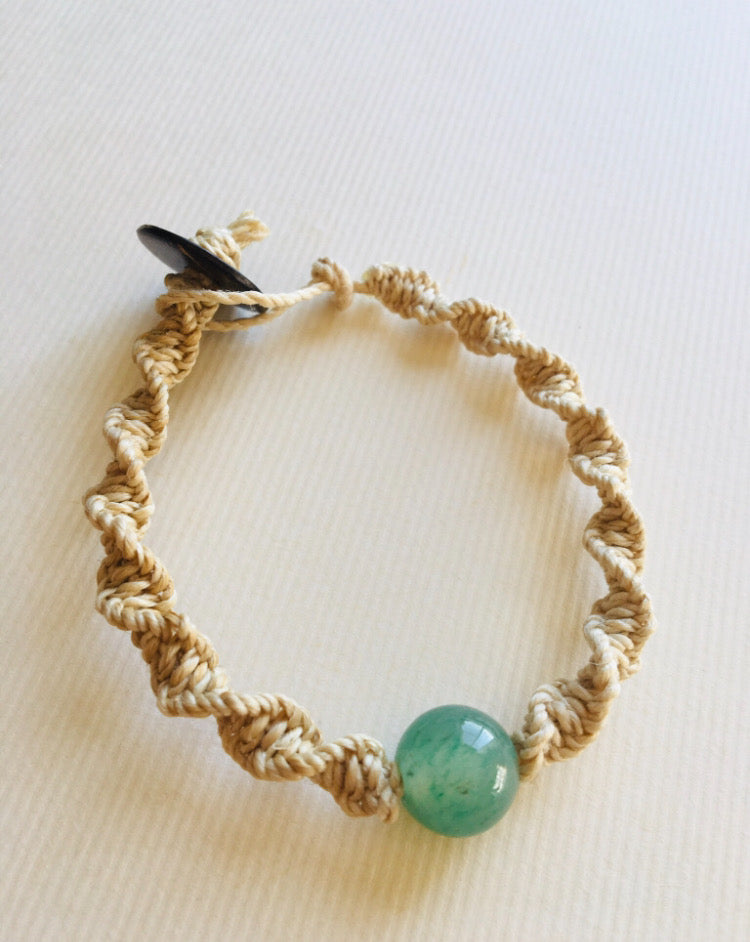 国産100％精麻と癒しの石アベンチュリンのDNAブレスレットSサイズ