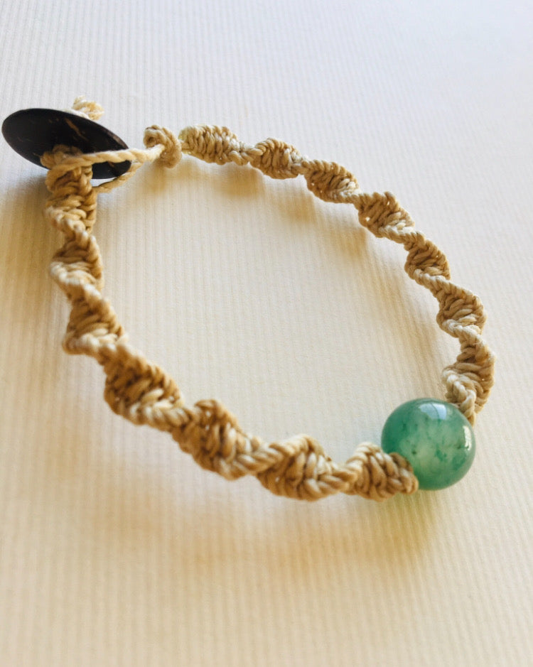 国産100％精麻と癒しの石アベンチュリンのDNAブレスレットSサイズ