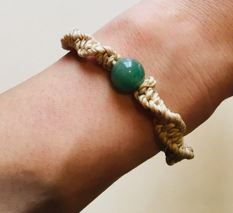 国産100％精麻と癒しの石アベンチュリンのDNAブレスレットSサイズ