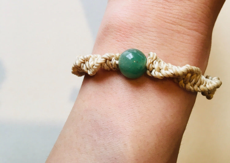 国産100％精麻と癒しの石アベンチュリンのDNAブレスレットSサイズ