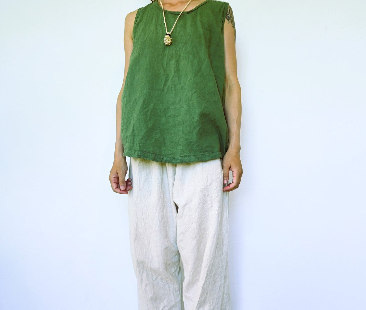 国産１００％精麻と金運アップの石シトリンの石包みペンダント