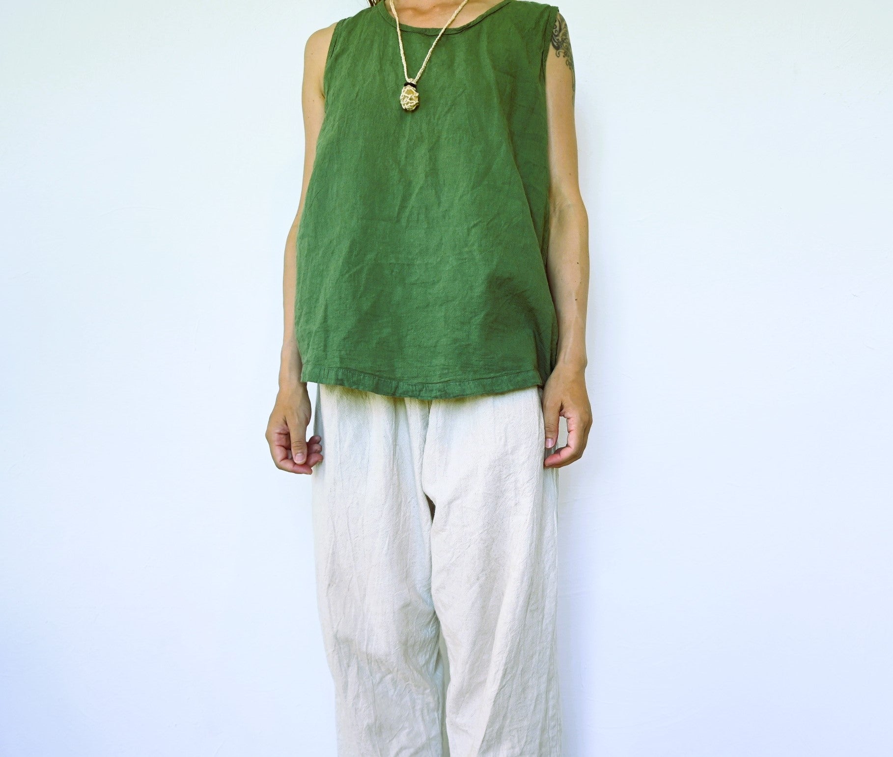 国産１００％精麻と金運アップの石シトリンの石包みペンダント