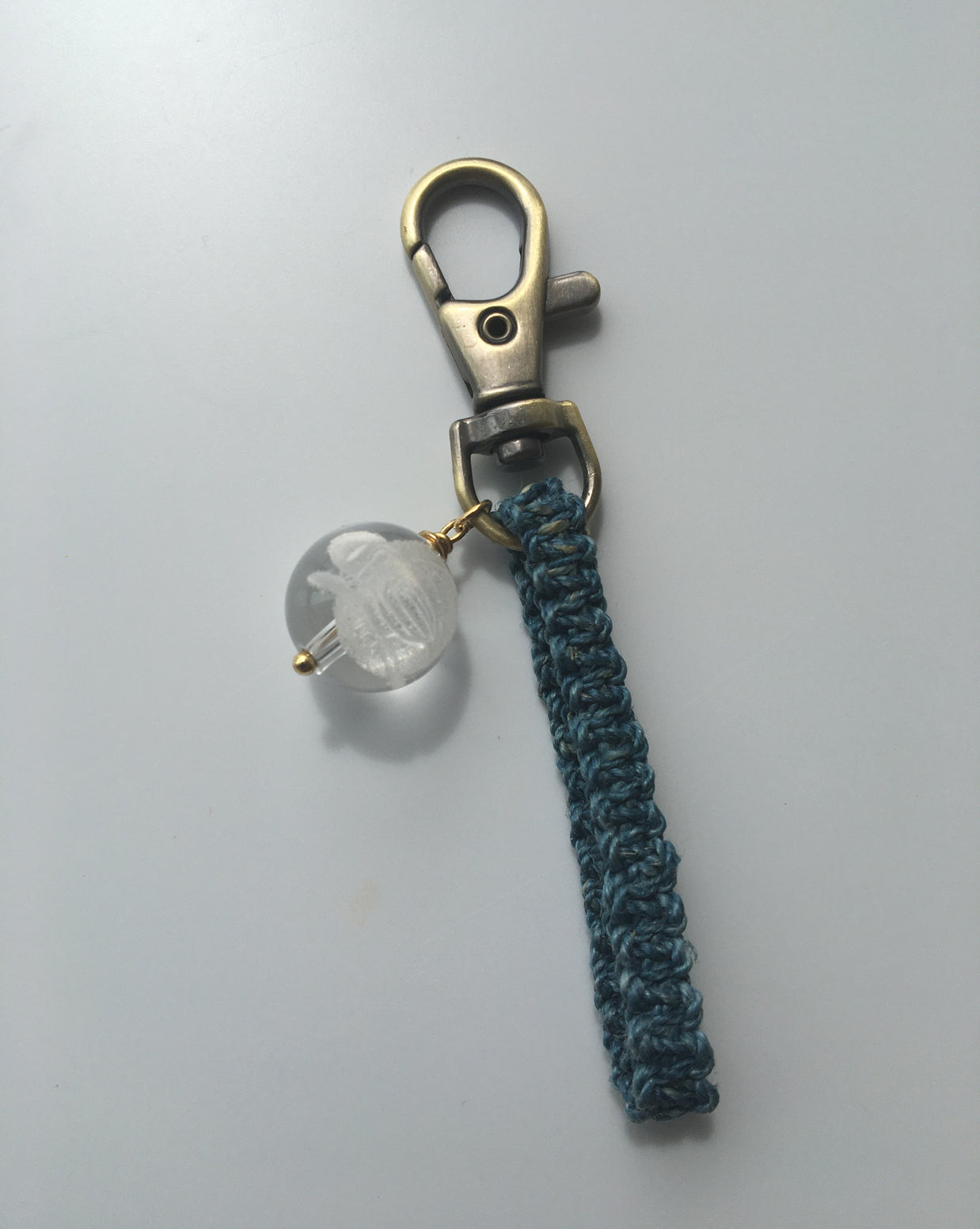 藍染め精麻と福禄寿の開運ストラップ