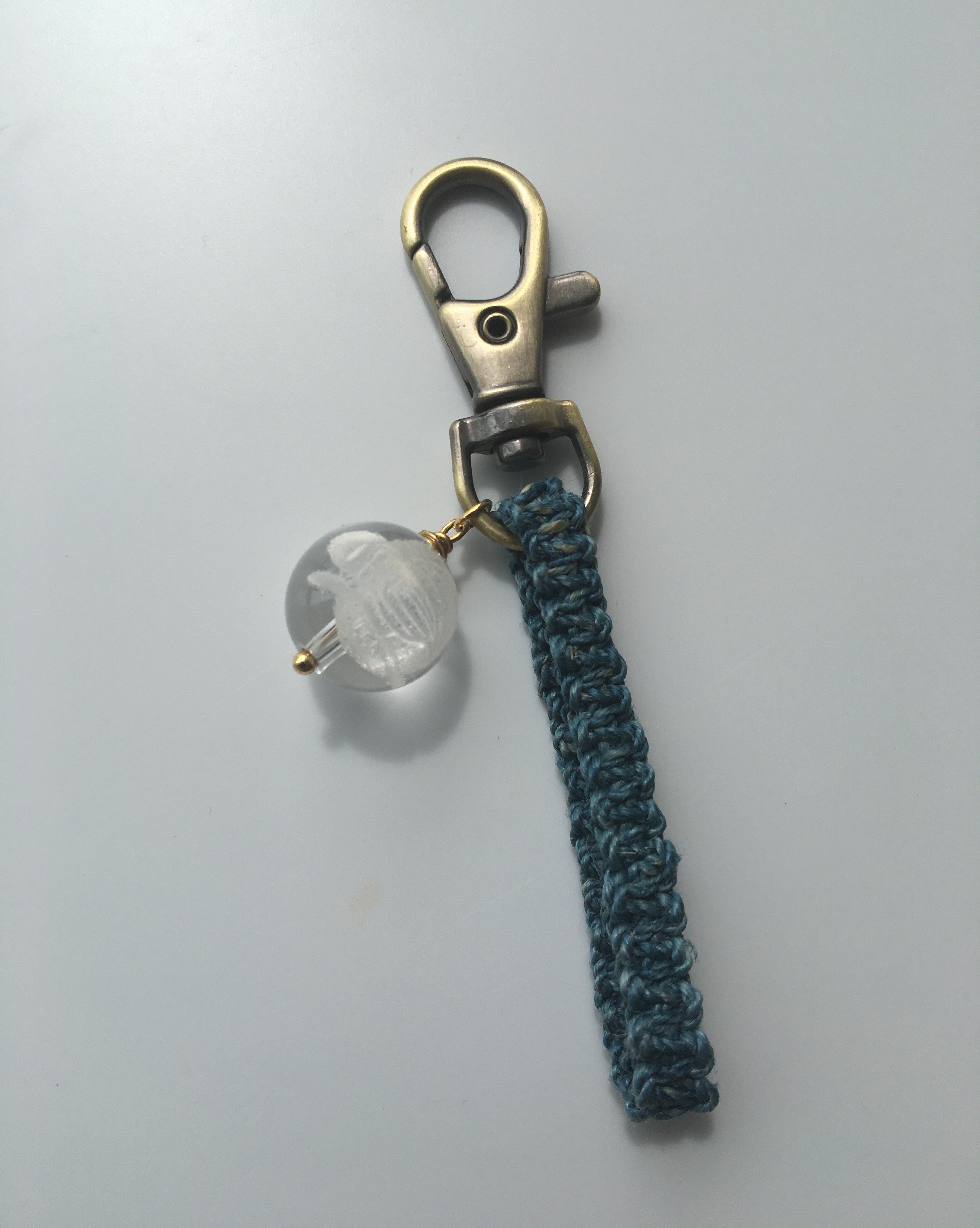 藍染め精麻と福禄寿の開運ストラップ