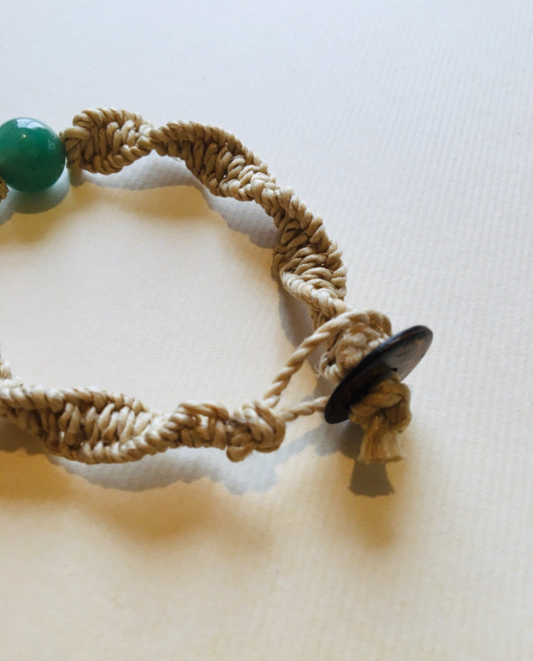 国産100％精麻と癒しの石アベンチュリンのDNAブレスレットSサイズ