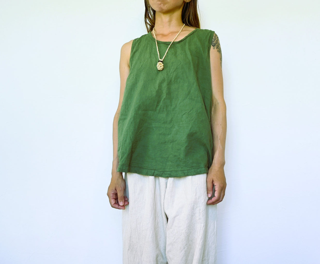 国産１００％精麻と金運アップの石シトリンの石包みペンダント