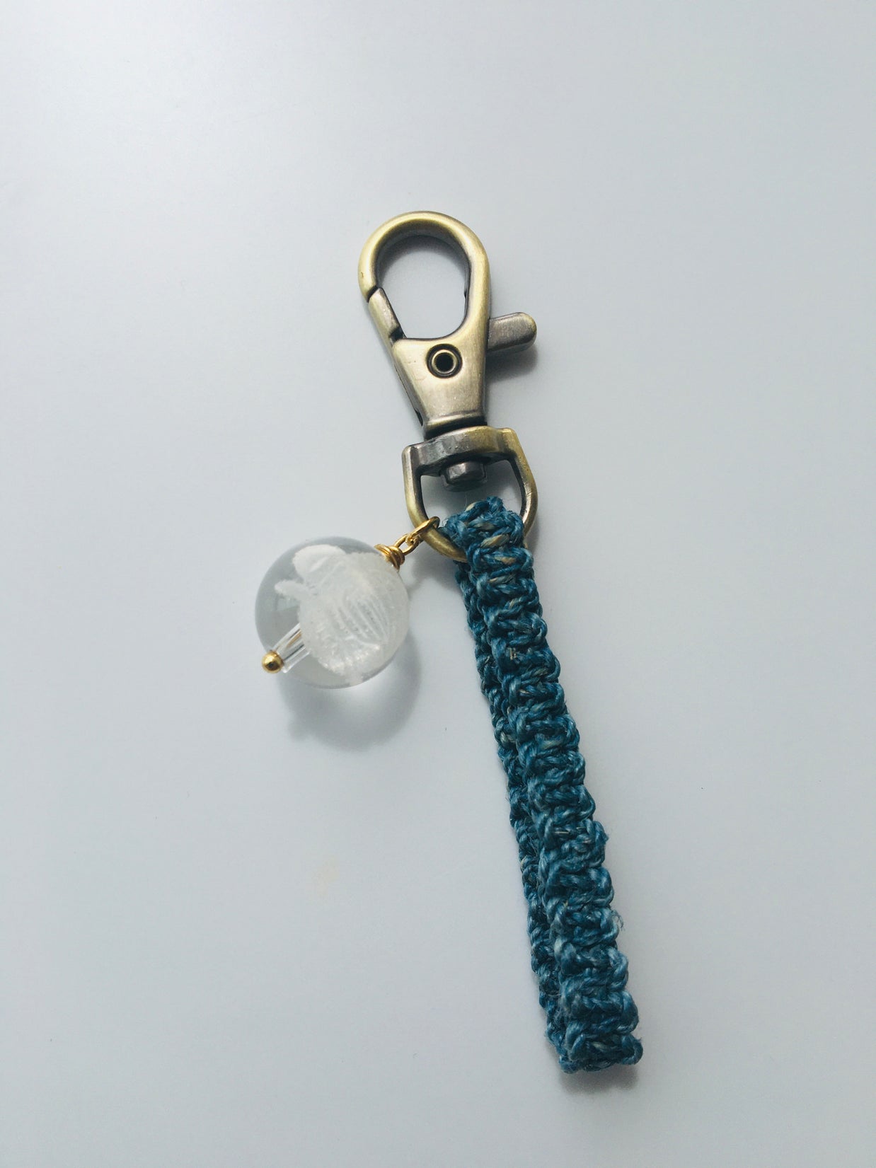 藍染め精麻と福禄寿の開運ストラップ