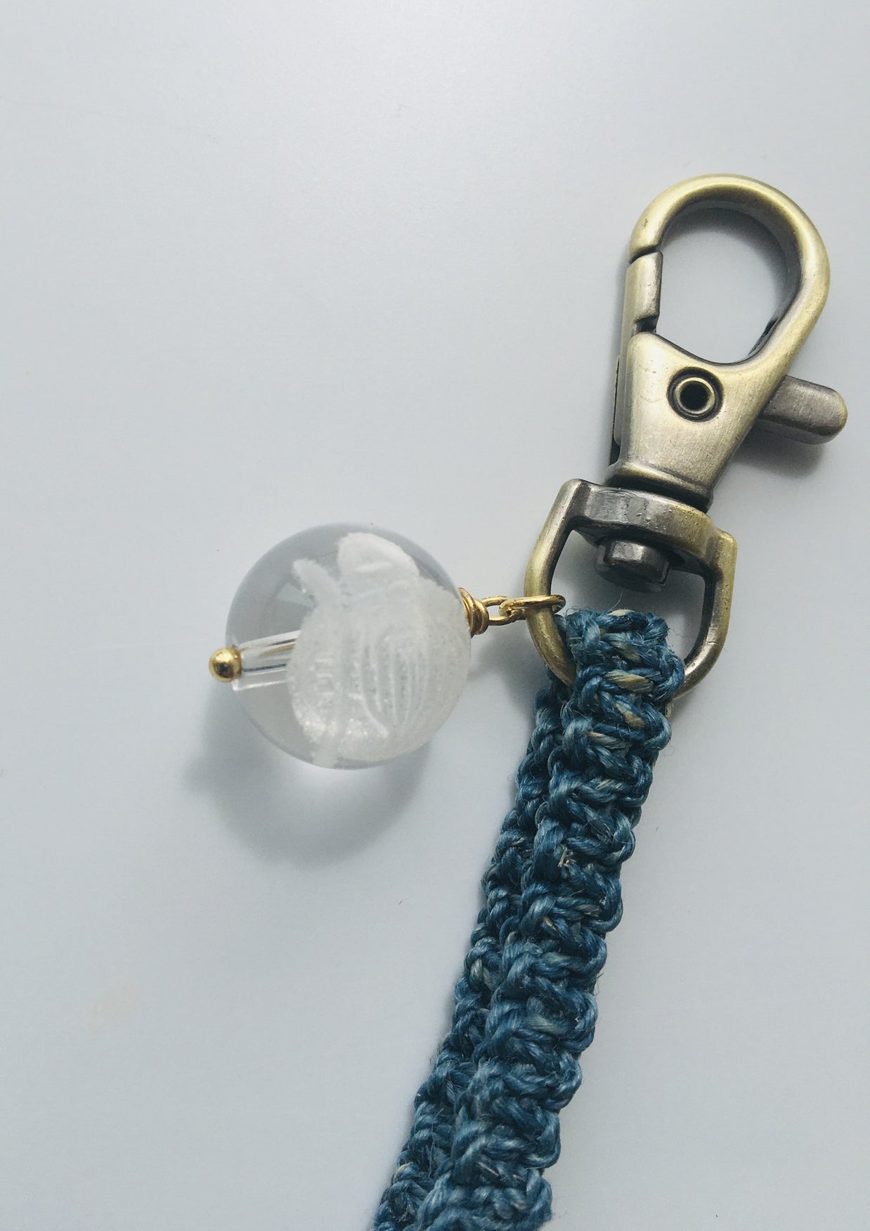 藍染め精麻と福禄寿の開運ストラップ