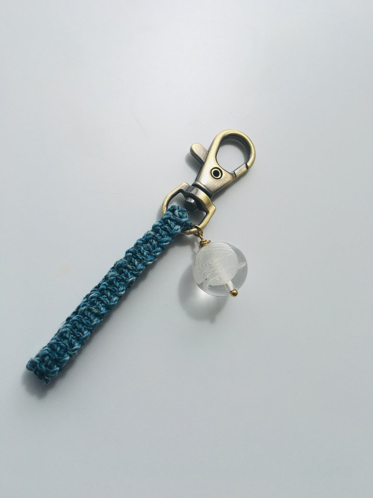 藍染め精麻と福禄寿の開運ストラップ