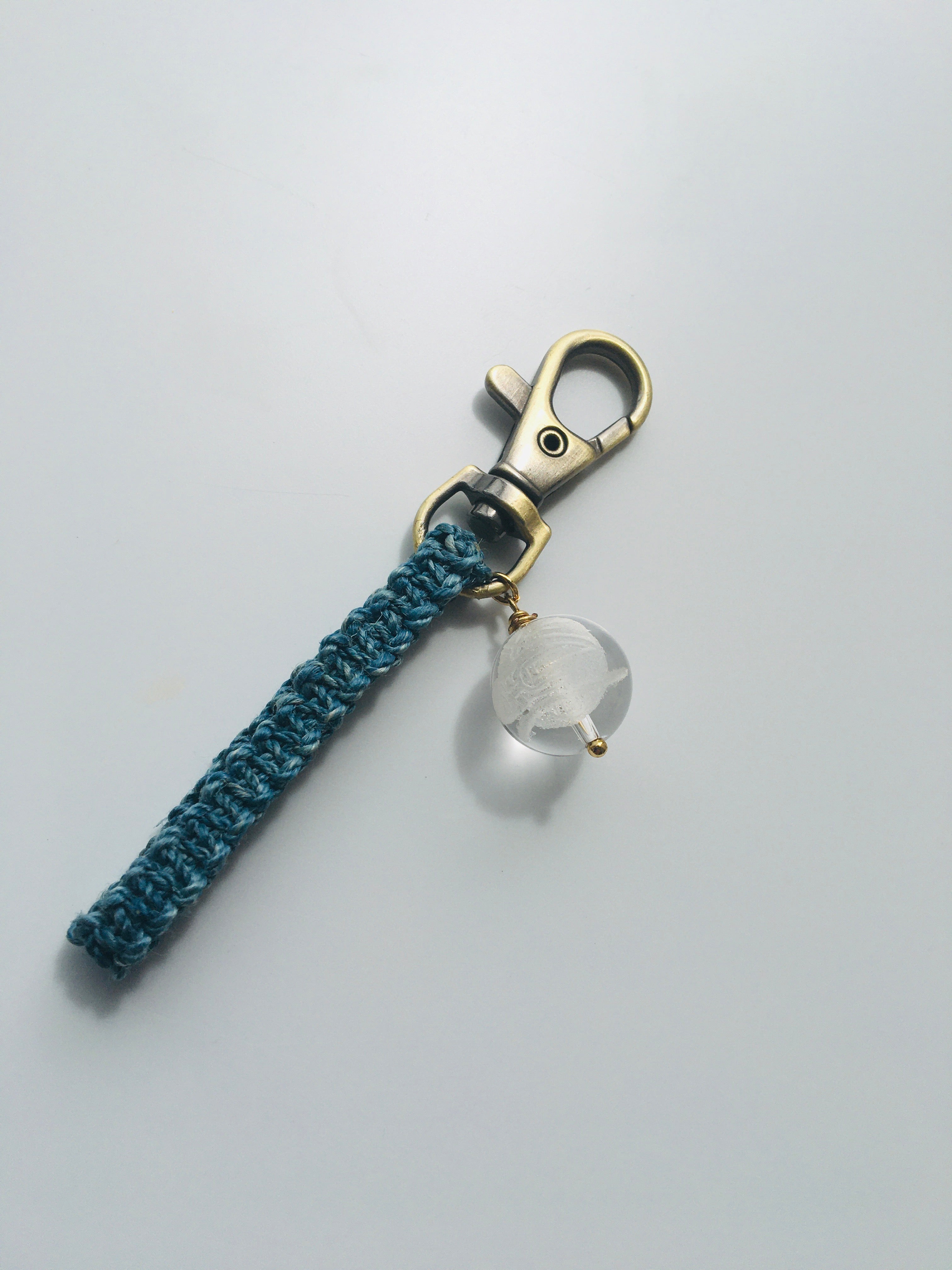 藍染め精麻と福禄寿の開運ストラップ