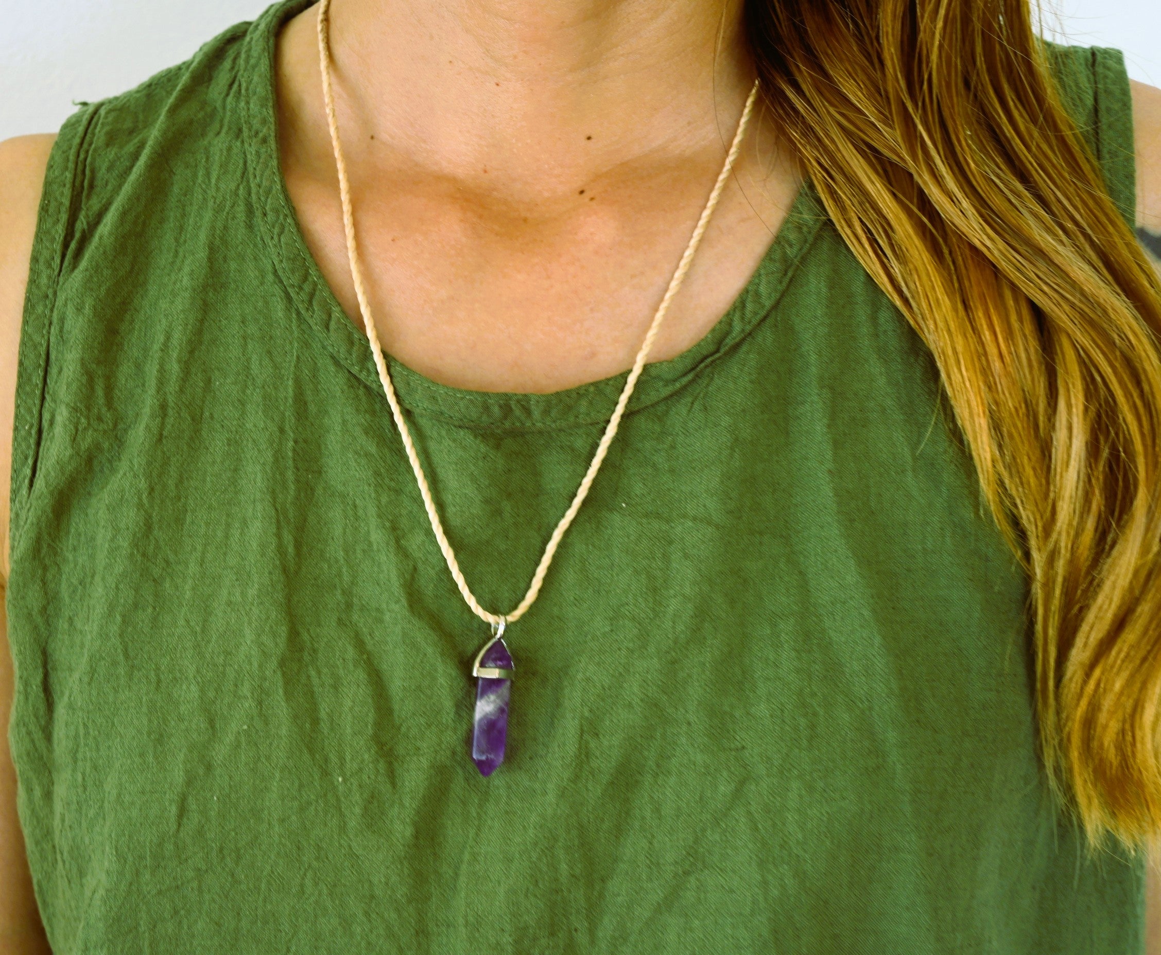 神が宿る植物精麻とアメジストのペンダント