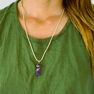 神が宿る植物精麻とアメジストのペンダント