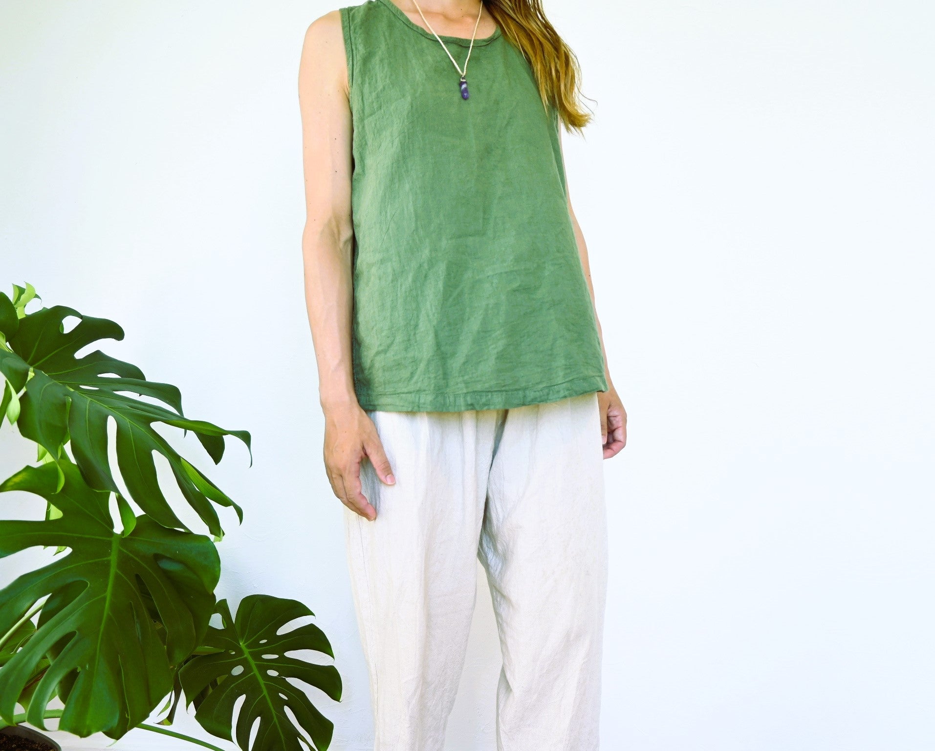 神が宿る植物精麻とアメジストのペンダント