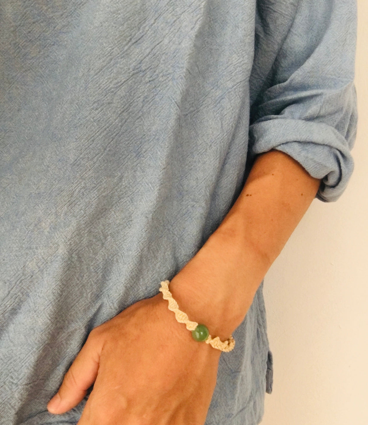 国産100％精麻と癒しの石アベンチュリンのDNAブレスレットSサイズ