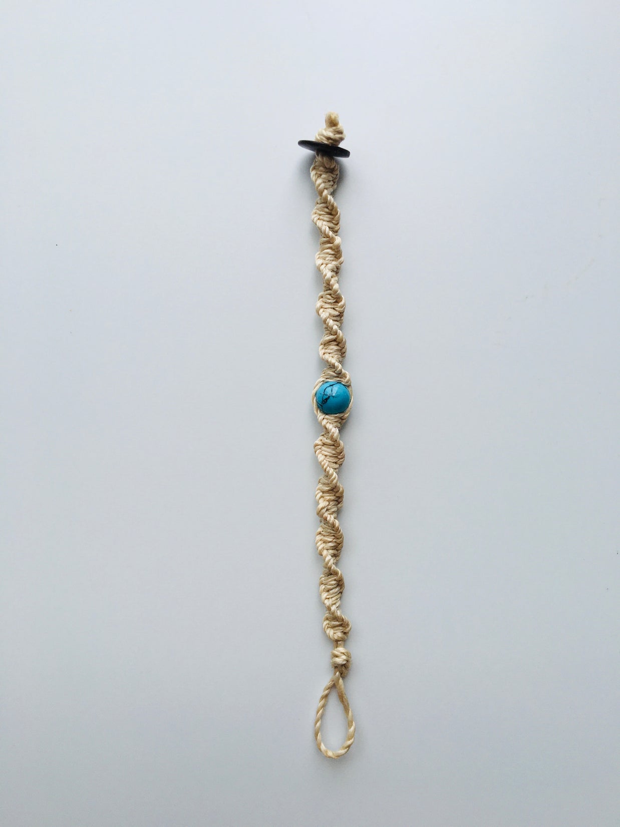 国産100％精麻とターコイズのDNAブレスレットＳサイズ