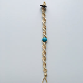 国産100％精麻とターコイズのDNAブレスレットＳサイズ