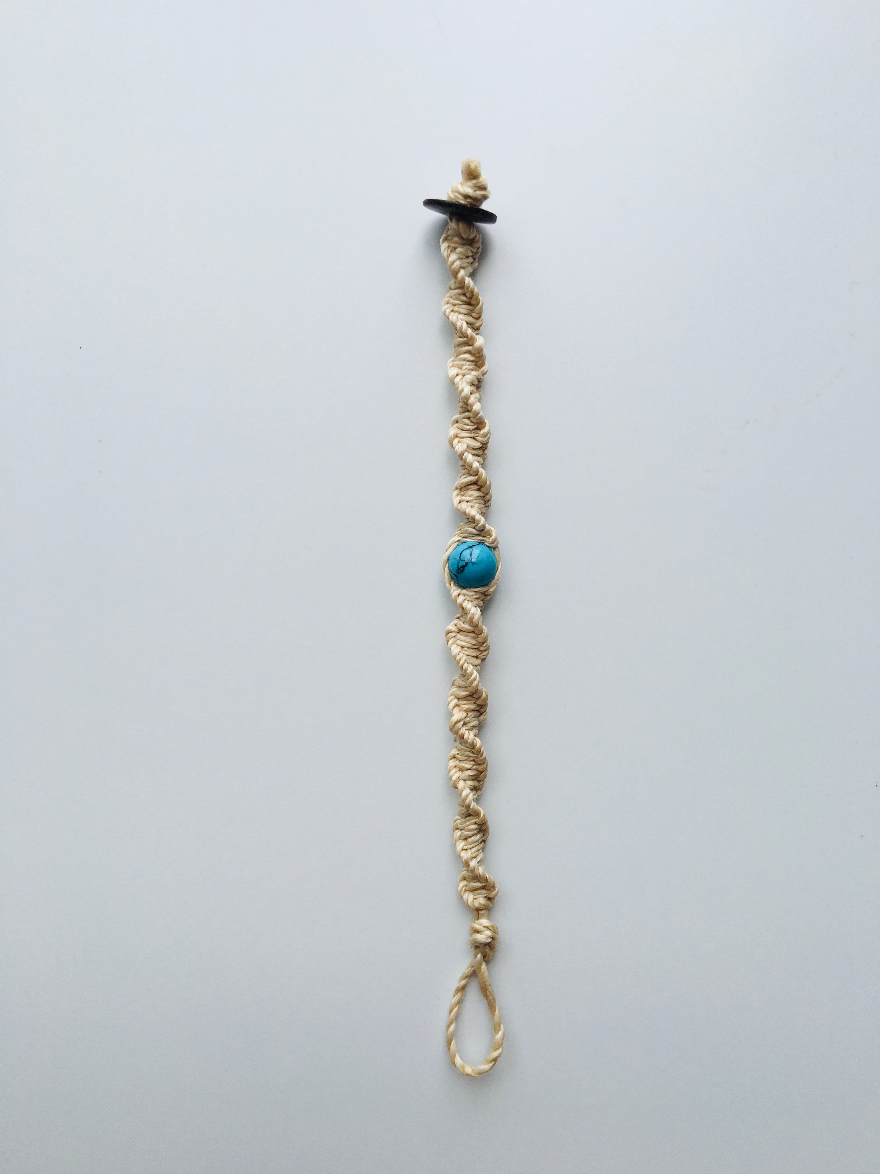 国産100％精麻とターコイズのDNAブレスレットＳサイズ