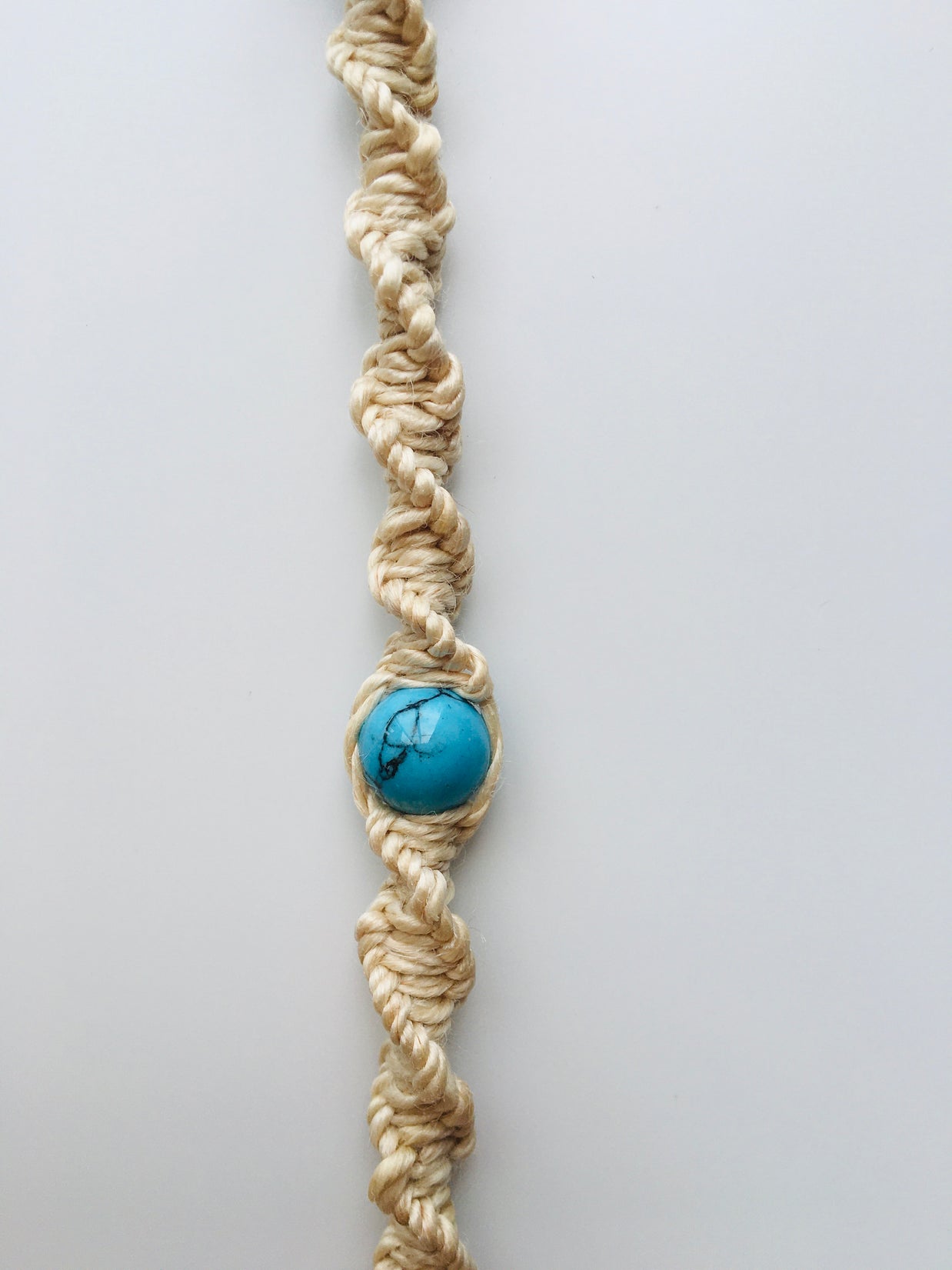 国産100％精麻とターコイズのDNAブレスレットＳサイズ