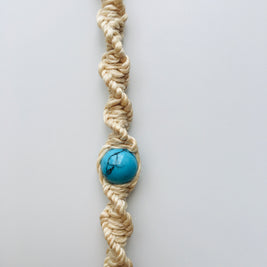 国産100％精麻とターコイズのDNAブレスレットＳサイズ