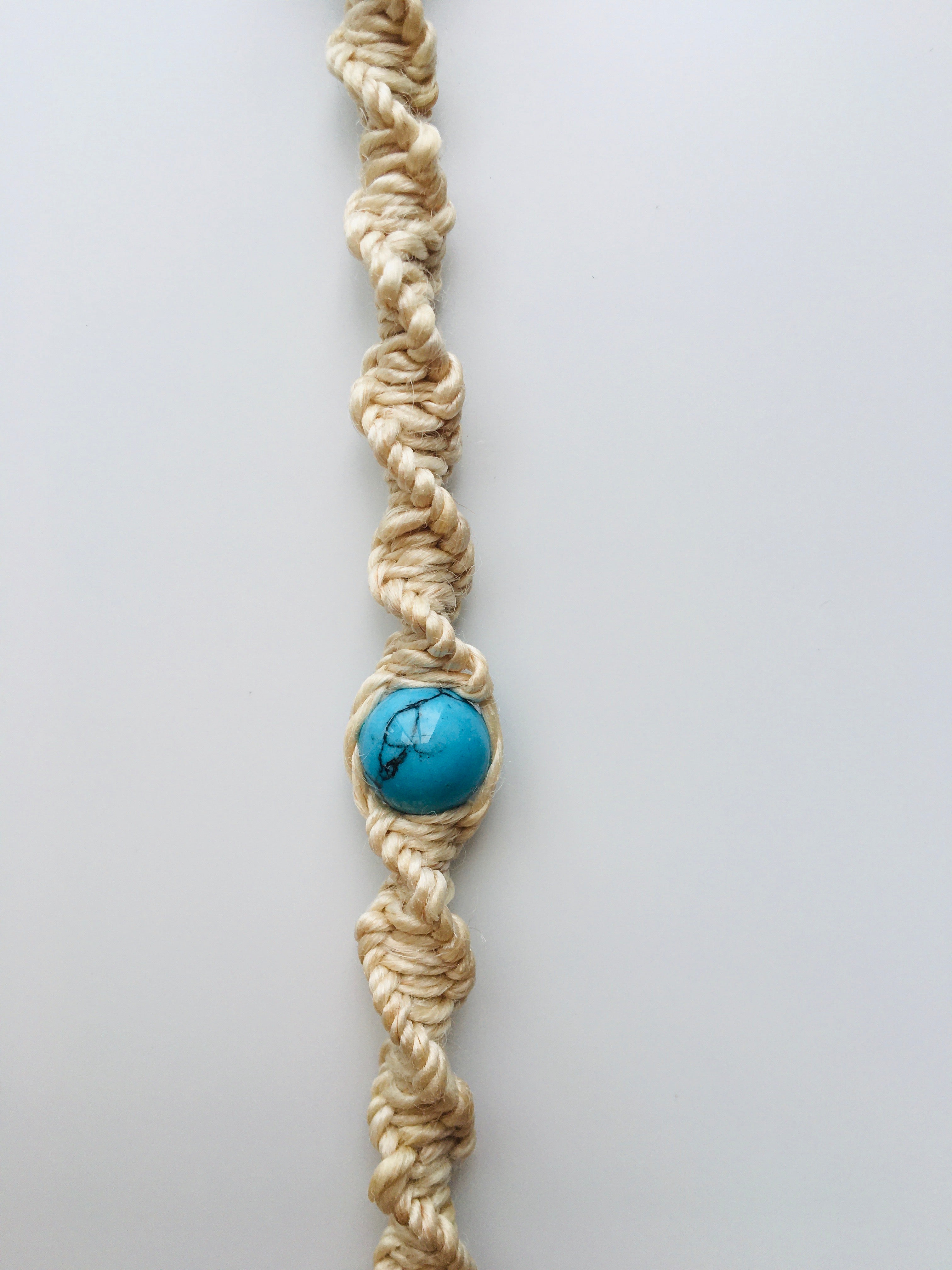 国産100％精麻とターコイズのDNAブレスレットＳサイズ