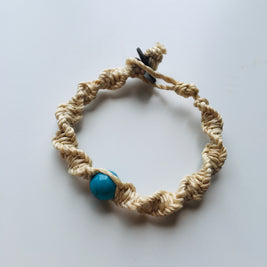 国産100％精麻とターコイズのDNAブレスレットＳサイズ