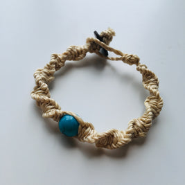 国産100％精麻とターコイズのDNAブレスレットＳサイズ