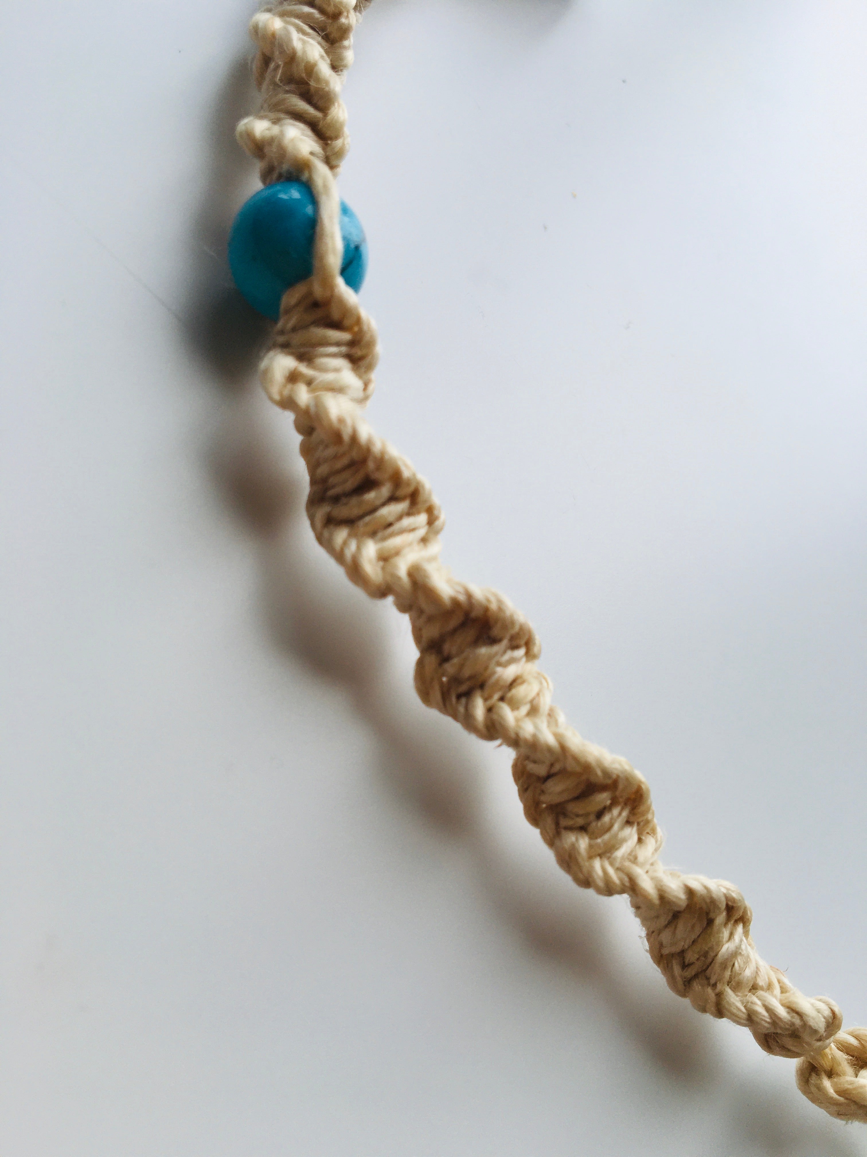 国産100％精麻とターコイズのDNAブレスレットＳサイズ
