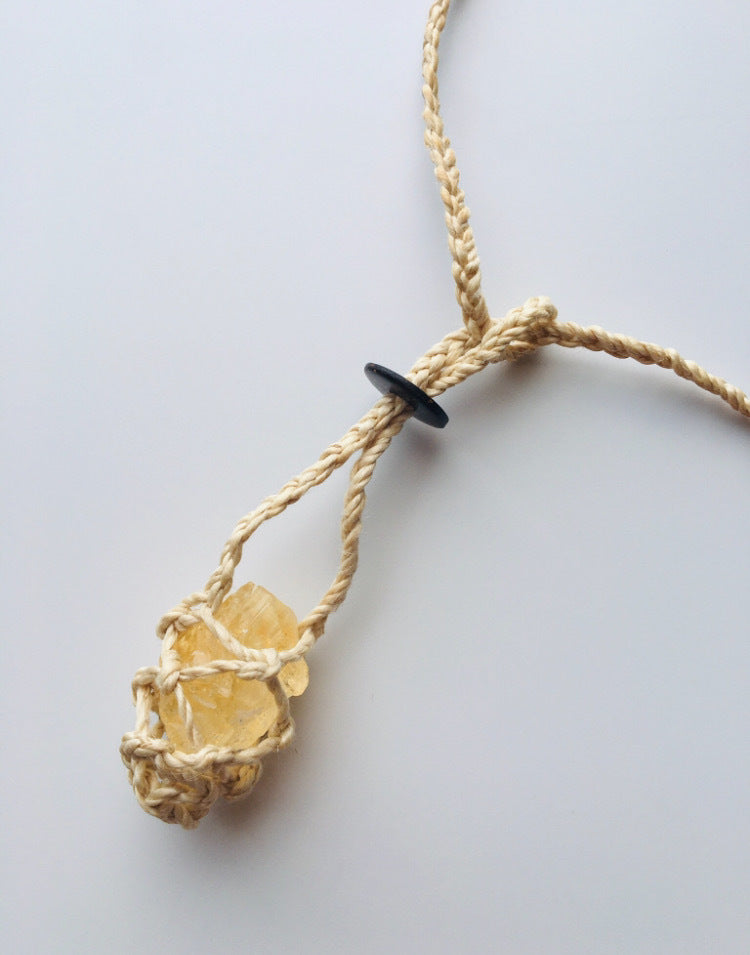 精麻包みシトリン・ヒーリングペンダント　-Citrine Healing Pendant Wrapped in Seima Hemp-