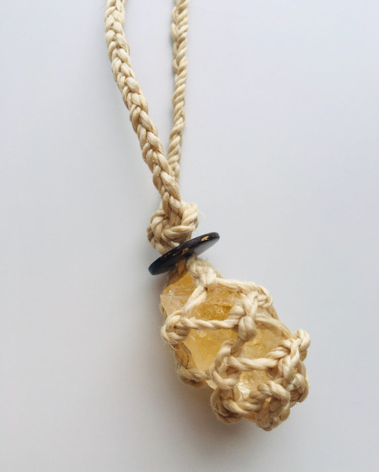 精麻包みシトリン・ヒーリングペンダント　-Citrine Healing Pendant Wrapped in Seima Hemp-