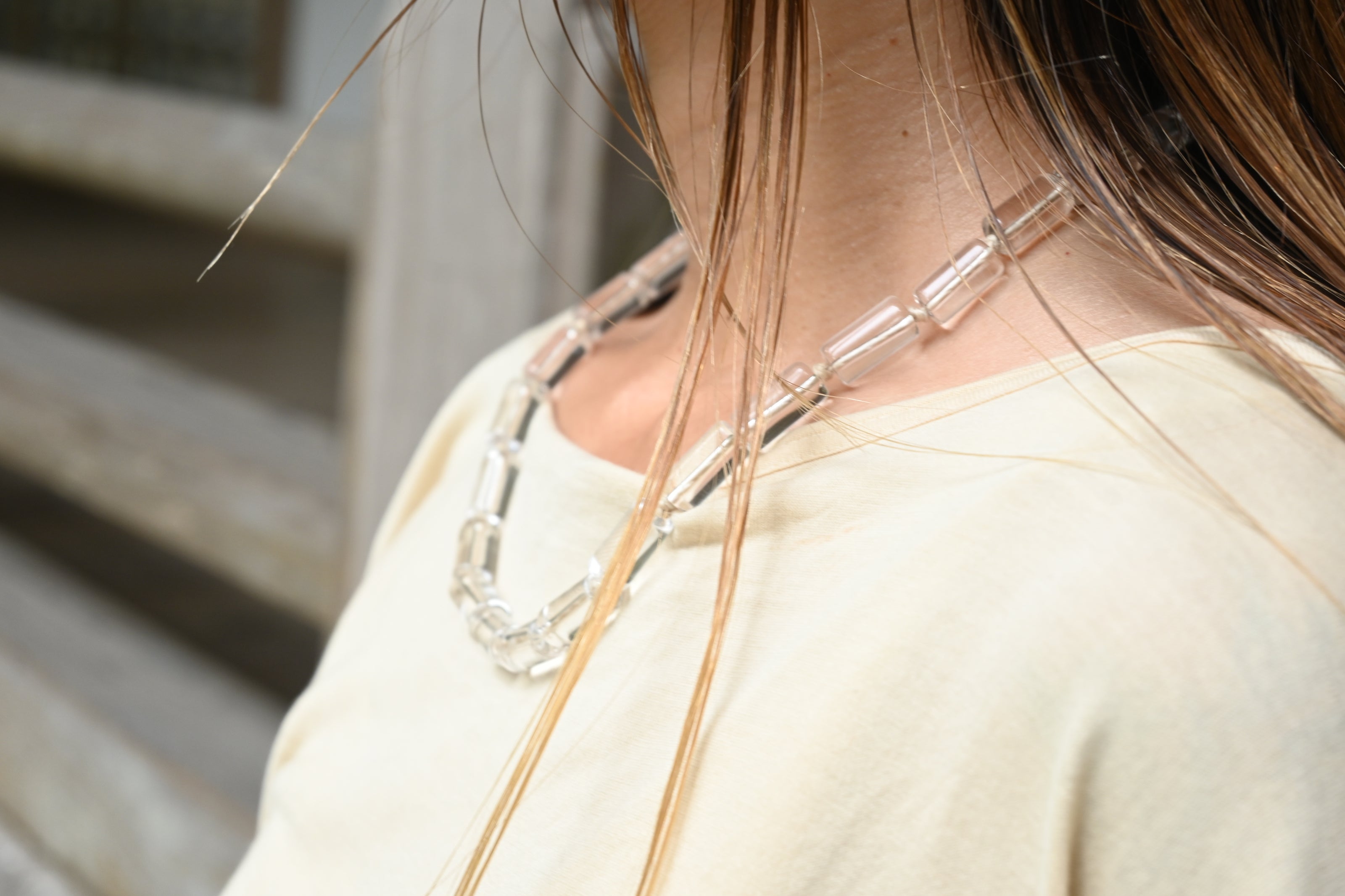 Spirit Flow Necklace ~精麻と筒水晶のネックレス~