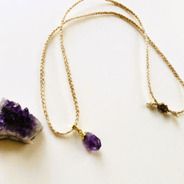 精麻とマイナスエネルギーをプラスに変える石アメジストのお守りペンダント　-Seima & Amethyst Energy?Transforming Amulet Pendant-