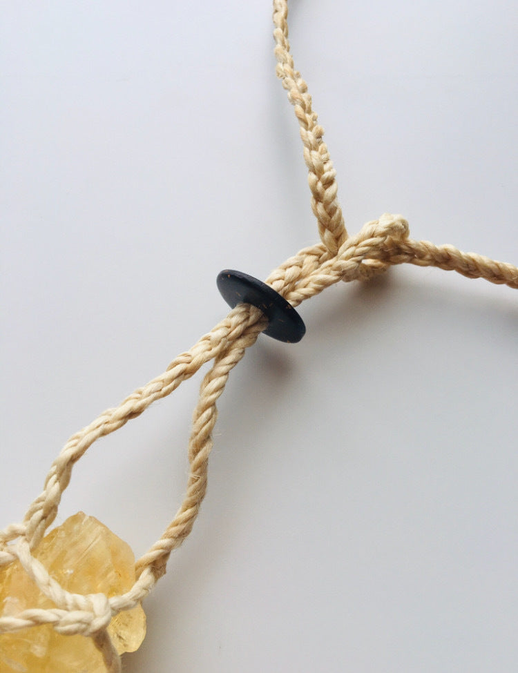 精麻包みシトリン・ヒーリングペンダント　-Citrine Healing Pendant Wrapped in Seima Hemp-
