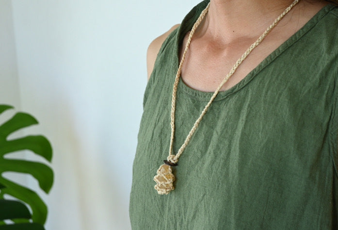 精麻包みシトリン・ヒーリングペンダント　-Citrine Healing Pendant Wrapped in Seima Hemp-