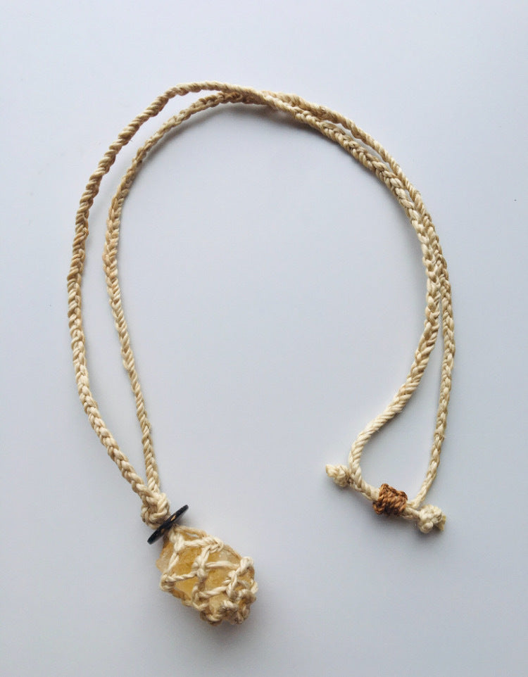 精麻包みシトリン・ヒーリングペンダント　-Citrine Healing Pendant Wrapped in Seima Hemp-