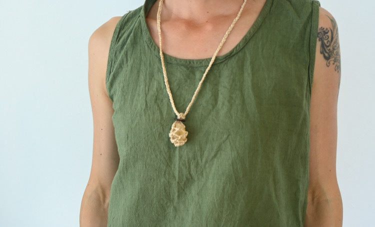 精麻包みシトリン・ヒーリングペンダント　-Citrine Healing Pendant Wrapped in Seima Hemp-