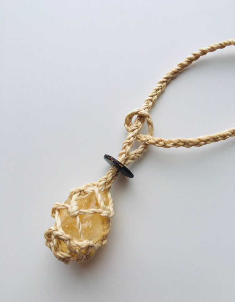 精麻包みシトリン・ヒーリングペンダント　-Citrine Healing Pendant Wrapped in Seima Hemp-