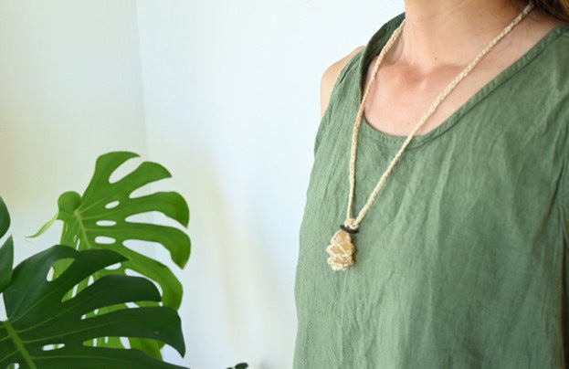 精麻包みシトリン・ヒーリングペンダント　-Citrine Healing Pendant Wrapped in Seima Hemp-